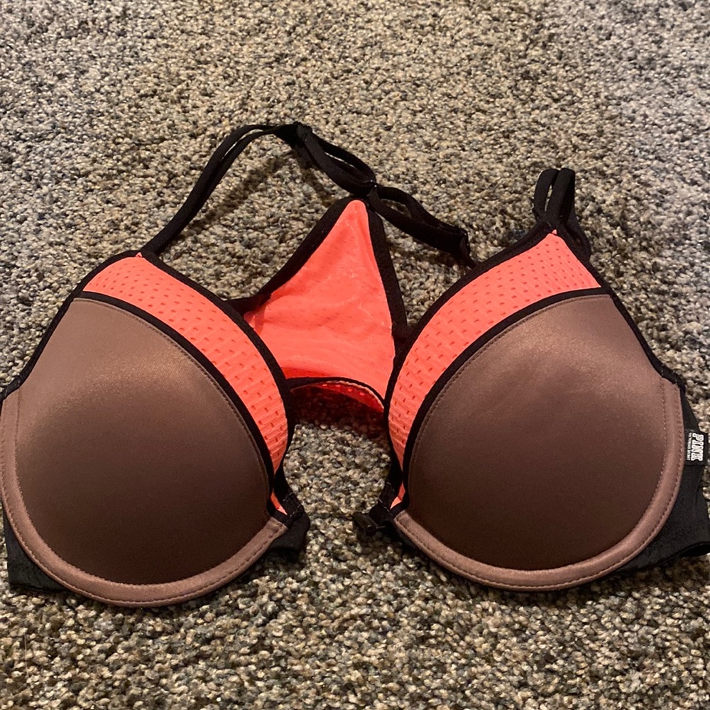 PINK Victoria's Secret Brown and Coral Bra